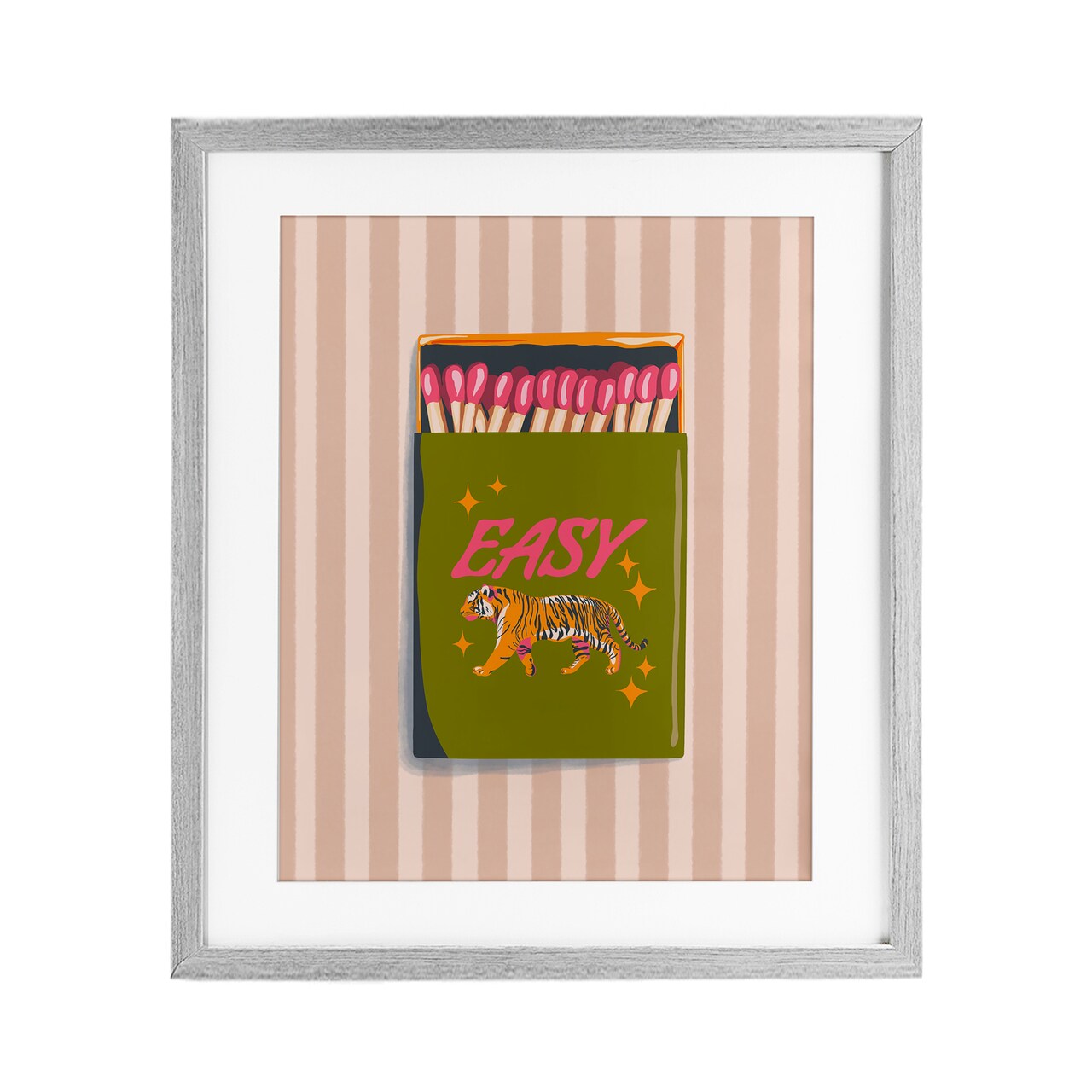 Stupell Industries Easy Tiger Retro Matches Framed Print Under Glass, design by Elyse Anastacia